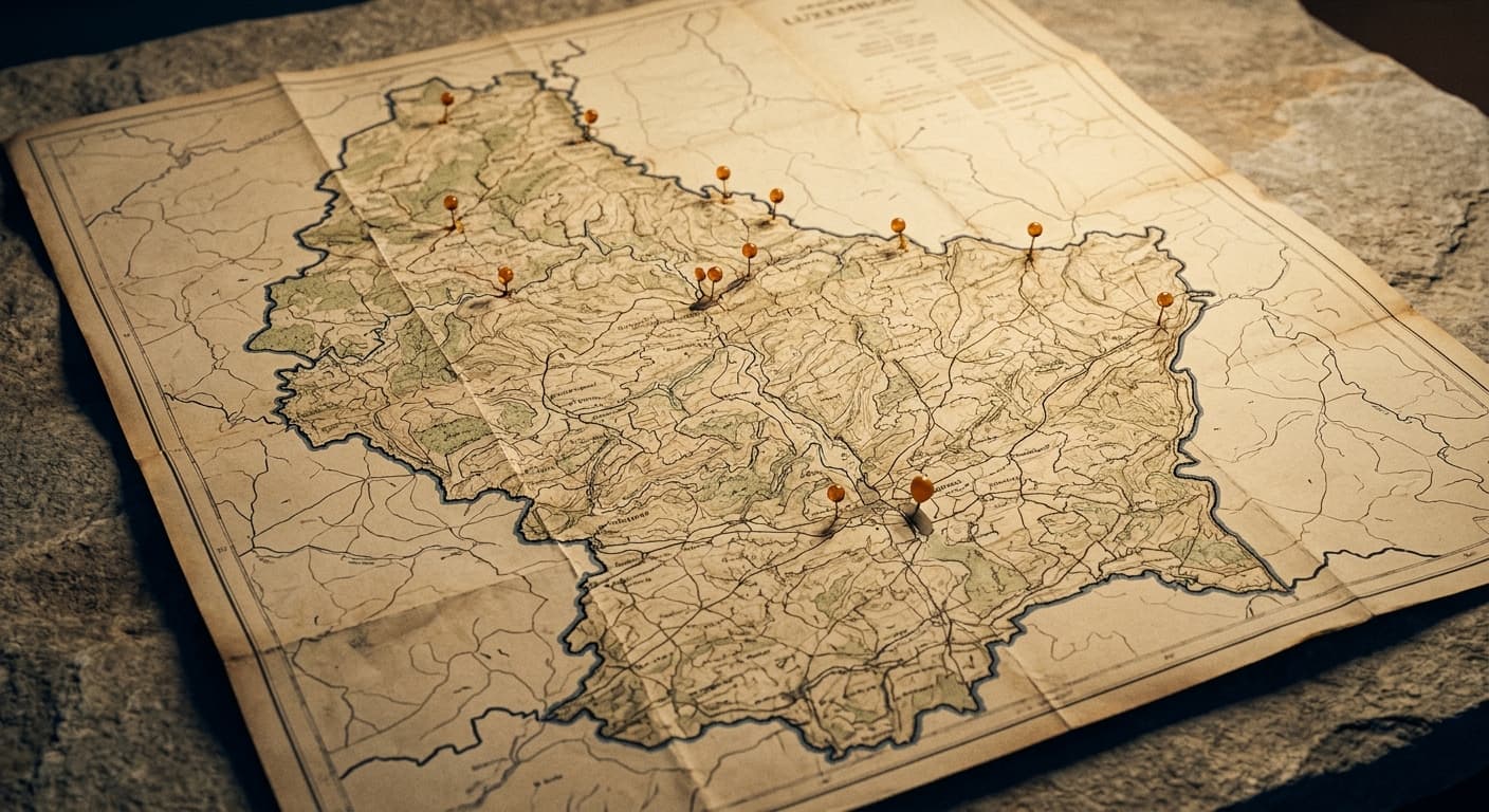 Carte du Grand-Duché de Luxembourg avec les villes desservies par Transports Federspiel